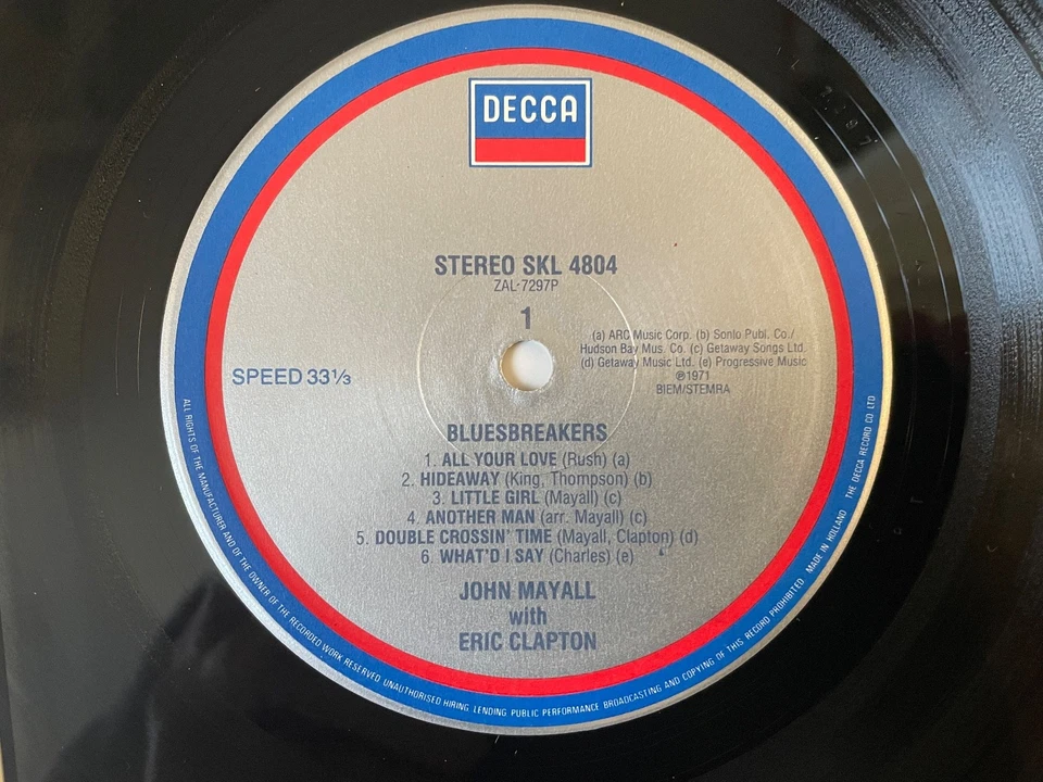 John Mayall with Eric Clapton: 1986 UK Decca Reissue LP: Blues Breakers _Mint - Image 3 of 4