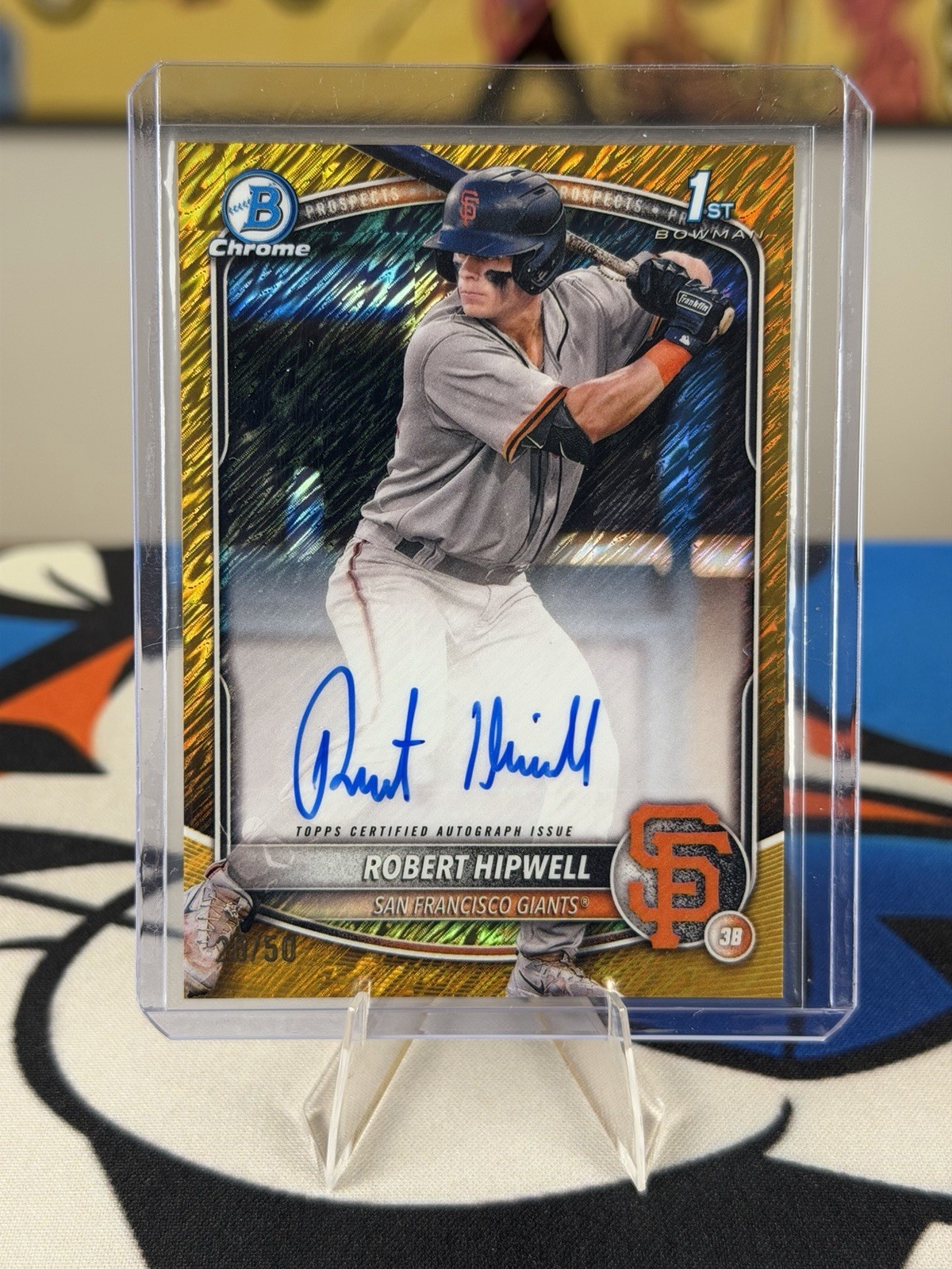 2025 Bowman Chrome Robert Hipwell 1st Gold Shimmer Auto /50 Giants