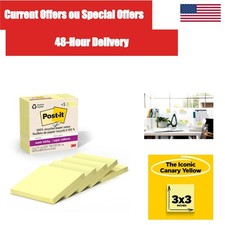 Post-it Super Sticky Notes 3 x 3 in Canary Yellow 5 Pads 350 Sheets