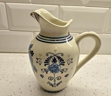 Pitcher Vase Delft Blue Hand-painted Holland Bols 6 In Floral Design 