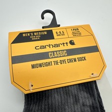 Carhartt Size M Classic Midweight Cushioned FastDry Crew Socks Tie Die Grey