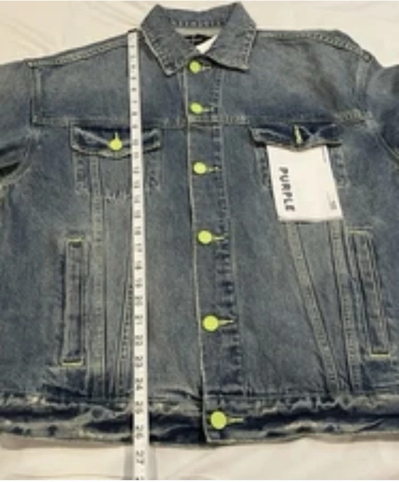 紫色品牌男式牛仔夹克“复古靛蓝/霓虹灯”*RP450美元* — 第 3/4 张图片