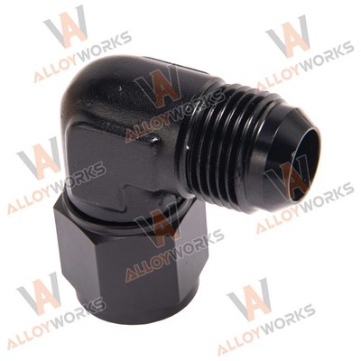 Aluminum Black 10AN Female to 10AN Male Flare Swivel 90 Degree Fitting Adapter
