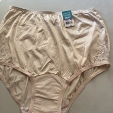 VANITY FAIR Sz 6 med Silky Lace NYLON BRIEFS Panties 13001 Granny FAWN MULTI NWT