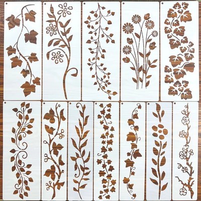 12 Blatt Rebe Hohl Schablone Schablone Blätter Gras Frühling Material Wiederverwendbar Basteln