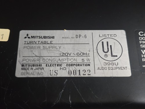 Mitsubishi DP-6 Quartz Lock Automatic Return Turntable w/ Nice Dustcover *TESTED - Picture 14 of 14