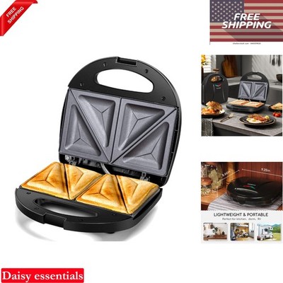 2-in-1 Sandwich Maker Panini Press Grill Nonstick Plates Breakfast Toaster Co...