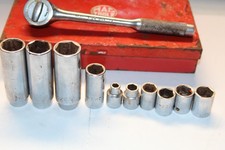 Mac Tools 38 Drive Tool Lot X8r Ratchet Metric Deep Sockets Red Metal Case