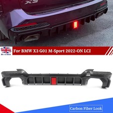 Carbon Look Rear Diffuser Competition Style W/ LED For BWM X3 G01 M Sport 2022+