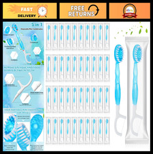50 Pack Mini Travel Toothbrushes - Pre-Pasted, Floss, Pick Scraper, Portable