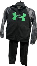 Under Armour kids boys 5 black camo neon green zip-up jacket jogger set NWT