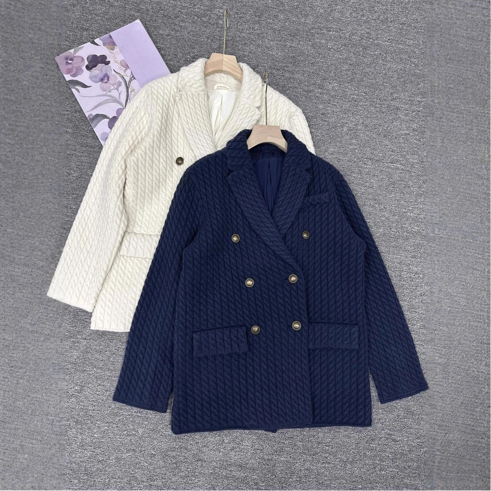 Blazer de punto de lana de temperamento retorcido Brunello Cucinelli para mujer Foto 2 de 4