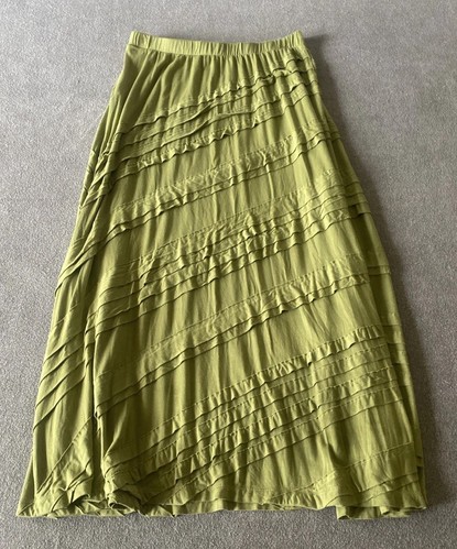 Soft Surroundings Women S Green Tiered Ruffle Maxi Skirt Boho Peasant Gypsy EUC