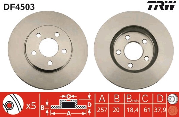 2X Bremsscheibe TRW DF4503 FüR Chrysler Neon PL Plymouth Dodge 2 16V-image