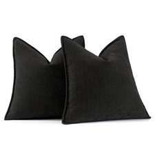MIULEE 2-Pack Black Chenille Decorative Pillow Covers 18x18" Soft Luxury Farmhou