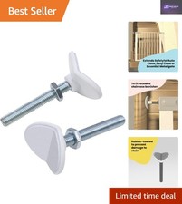 Versatile Y-Spindle Safety Gate Brackets for Rounded Railings – White, 2 Pack