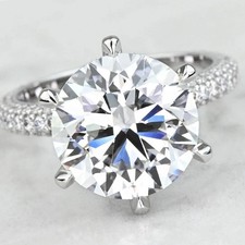 5.88 CT Round Cut White Treated Diamond 6 Claws Engagement Ring 925 Silver