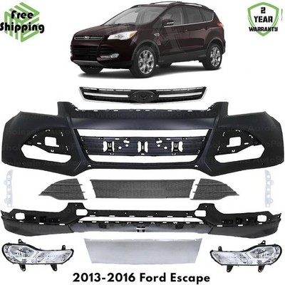 Front Bumper Cover Fascia & Grille Assembly Kit For 2013-2016 Ford Escape