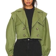 Free People x Revolve Looking Glass Trench Coat in Army 