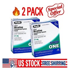 2 PACK-Rugby Clear Nicotine 21mg Transdermal System Patch Step 1