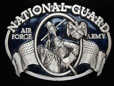 OF09124 NOS VINTAGE 1982  NATIONAL GUARD AIR FORCE ARMY  MILITARY BUCKLE