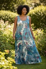 24seven comfort apparel Maxi Tank Dress. Plus Size 2X Prints Full Length 