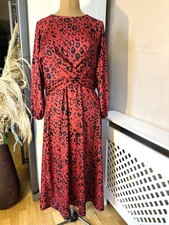 Red Animal Print Maxi Dress long Sleeved Dress Size 16 By Primak