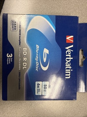 VERBATIM 6X Blu-Ray BD-R DL Dual Layer 50GB Branded Logo 3 pack Sealed 