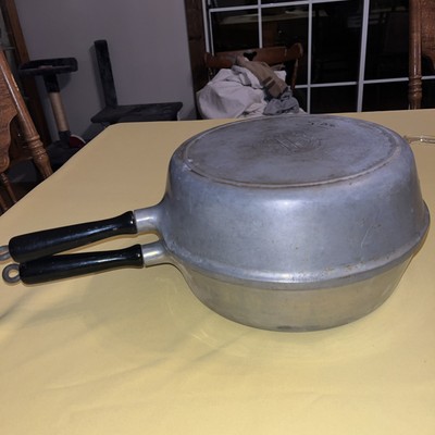 vtg Patented 1924 steam-tite Skillet Co cast aluminum Skillet double frying pans