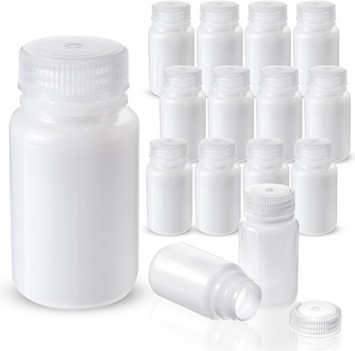 Zhehao 30 Pcs 4 oz Sample Bottle with Cap Wide Mouth Reagent Bottle Plastic Hdpe