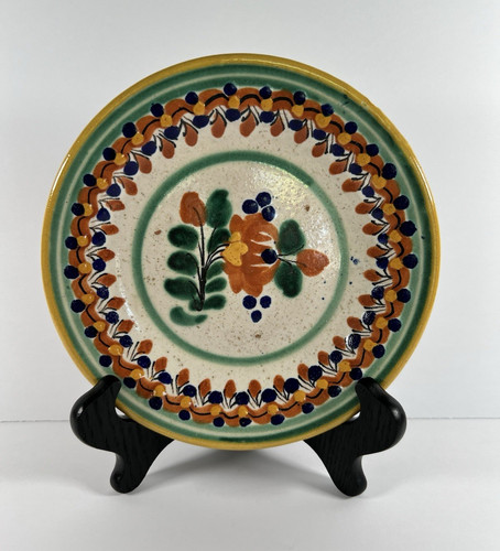 Vintage Uriarte Talavera Plate Puebla Mexico Signed Hand Painted Majolica 7.5”