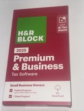 H&R Block Tax Software Premium & Business 2025 Federal +State Key Card - PC ONLY