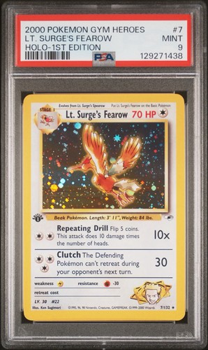 Lt. Surge's Fearow (1st Edition) graded PSA 9 for sale on eBay