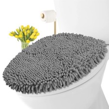 LuxUrux Toilet Lid Cover with Stretch Fit Elastic Band   Chenille Microfiber ...