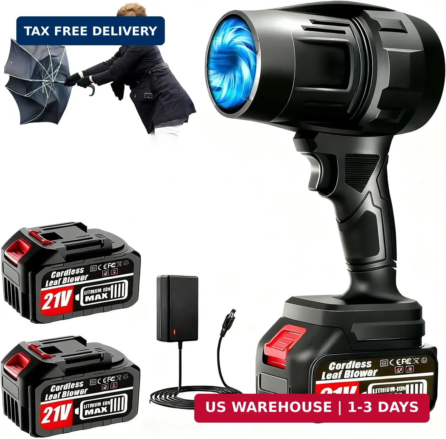 With 2 Pack Battery And Charger, 600,000 Rpm Turbo Air For