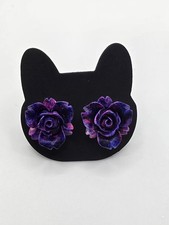 Pink Purple Blue Flower Shaped Stud Earrings