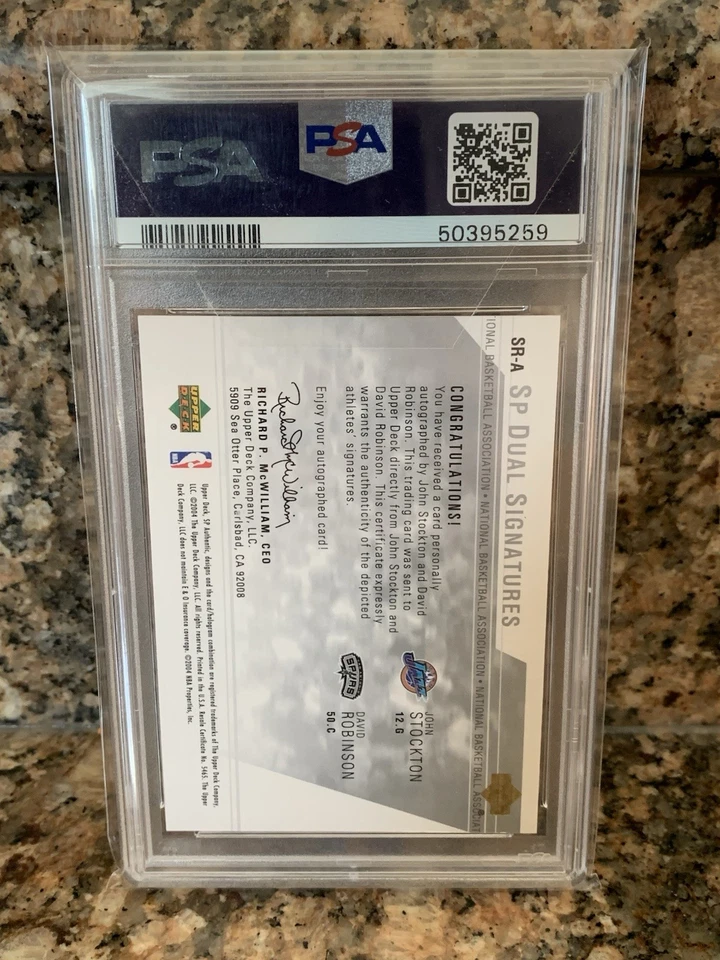2003 SP Authentic J. Stockton / D. Robinson #SR-A Sp Dual Signatures Auto PSA 9 - Image 2 of 2