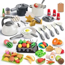 105Pcs Kids Kitchen BBQ Playset Pretend Cooking Pots Pans Food Utensils Toys