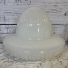 Vintage Art Deco Acorn Ceiling Shade Milk Glass Large Ribbed Decor Farmhouse