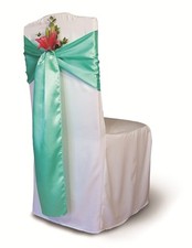 300 Aqua Green Satin Chair Cover Sash Bows 6"x108" Banquet Wedding Event Party