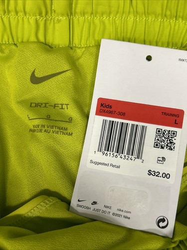 Nike One Girls Size L Training Loose Fit Running Neon Green Track Dri Fit NWT - Picture 3 of 10