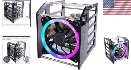 Efficient 4-Layer Acrylic Case with 120mm RGB Fan for Raspberry Pi Clusters - Afbeelding 2 van 8