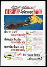 1954 Eversharp Hydro-Magic razor Schick injector shaving detail vintage print ad