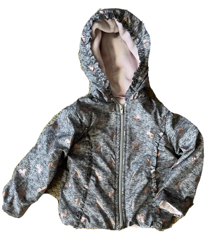 Penelope Mack LTD Girls Unicorn Gray Rose Gold Pink Jacket Size 2T Hood |  eBay