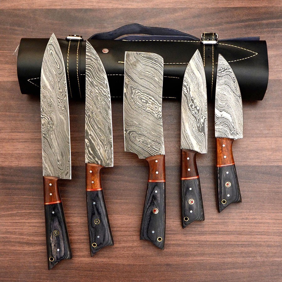 Knives Ebay AU Hunting Expert Damascus Chef Knife Set Santoku Slicing Kitchen Cook ...