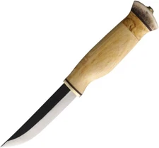 Wood Jewel Fixed Knife 3.63" Carbon Steel Blade Curly Birch/Horn Handle w/Sheath