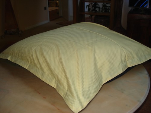 Kopfkissen-/Wendekissen-/ Paradekissenbezug 80 X 80 blau/ gelb Baumwolldamast - Bild 2 von 9