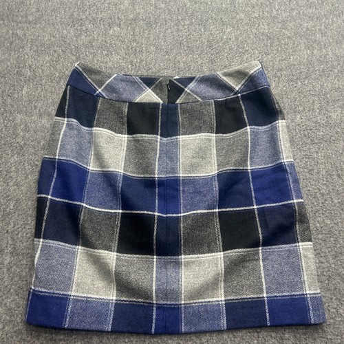 Talbots Plaid Pencil Skirt Size 14 Wool Blend Blue Gray Buffalo Acadamia Preppy - Picture 9 of 10
