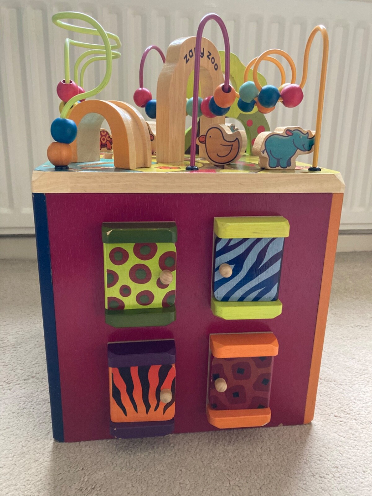 B Toys Zany Zoo Wooden Activity Cube Preschool Toy eBay