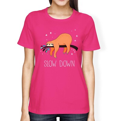 1Tee Damen Loose Fit Slow Down Faultier T-Shirt